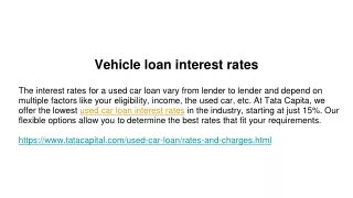 Vehicle loan interest rates
