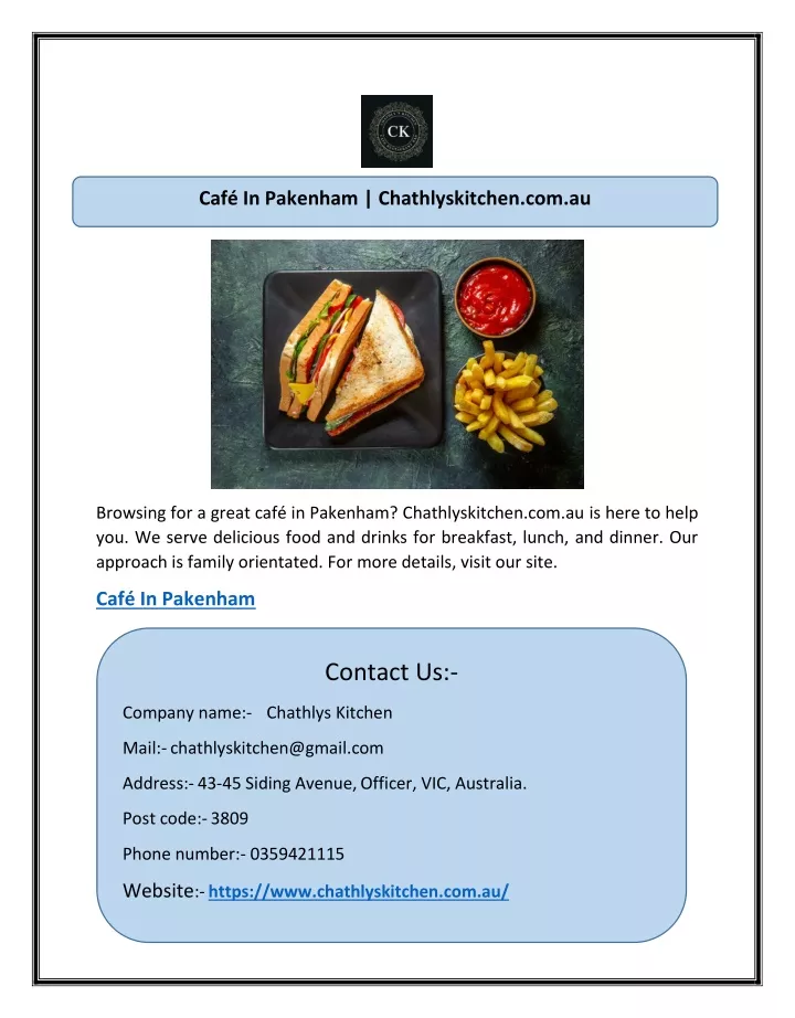 caf in pakenham chathlyskitchen com au