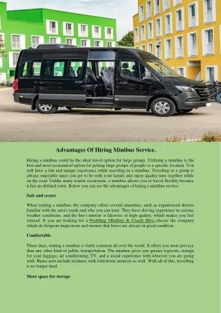 The Best Things About Advantages Of Hiring Minibus Service.