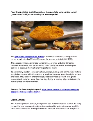 food encapsulation market is predicted to expand