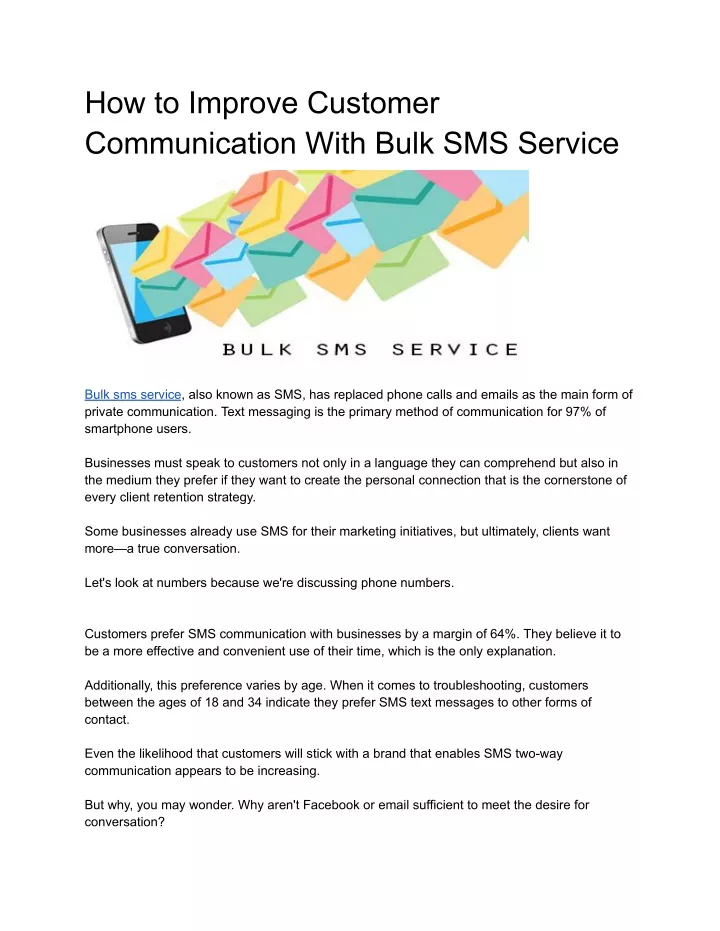how to improve customer communication with bulk