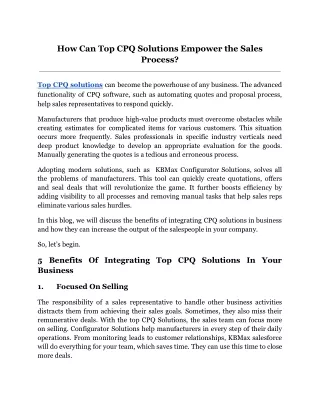 how can top cpq solutions empower the sales