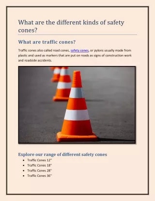 What are the different kinds of safety cones
