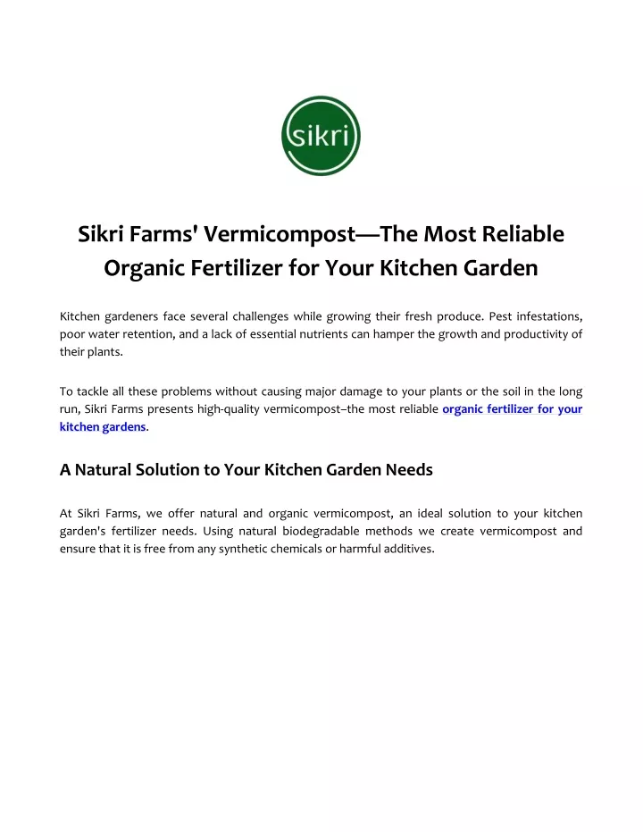 sikri farms vermicompost the most reliable