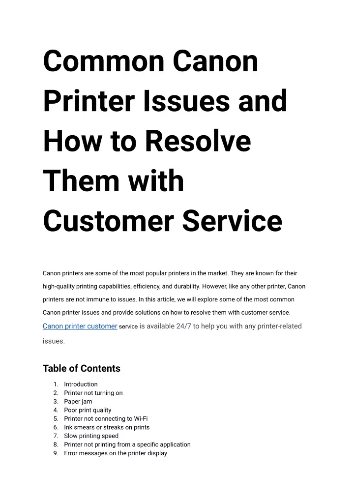 common canon printer issues and how to resolve