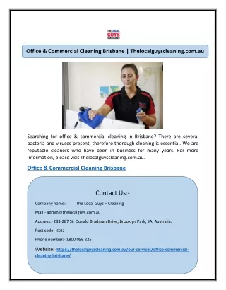 Office & Commercial Cleaning Brisbane | Thelocalguyscleaning.com.au
