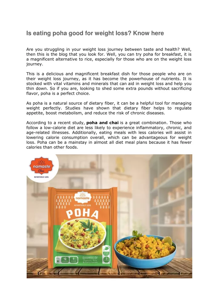 is eating poha good for weight loss know here