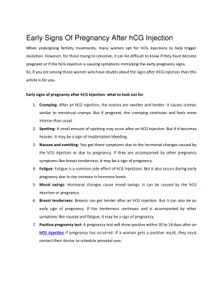 Early Signs Of Pregnancy After hCG Injection