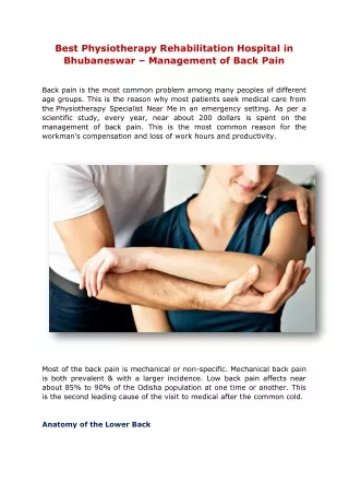 Best Physiotherapy Rehabilitation Hospital in Bhubaneswar – Management of Back Pain