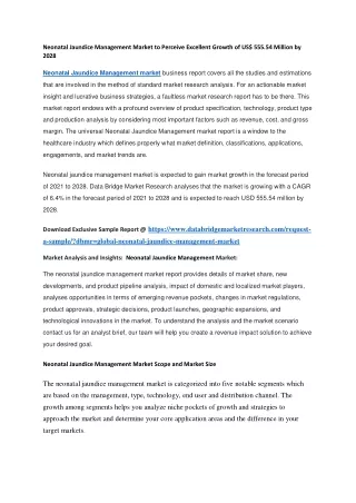 neonatal jaundice management market to perceive
