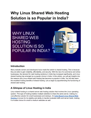 why linux shared web hosting solution