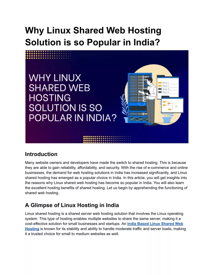 why linux shared web hosting solution