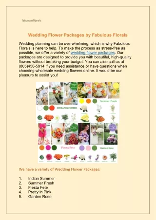 Wedding Flower Packages by Fabulous Florals