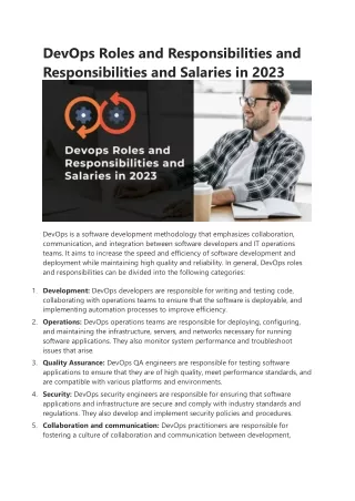 devops roles and responsibilities