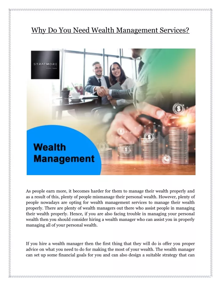 why do you need wealth management services