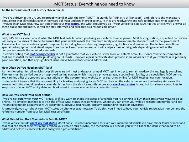 mot status everything you need to know