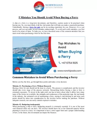 5 Mistakes You Should Avoid When Buying a Ferry