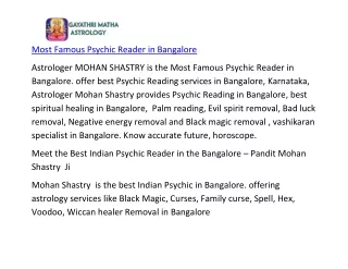 Most Famous Psychic Reader in Bangalore