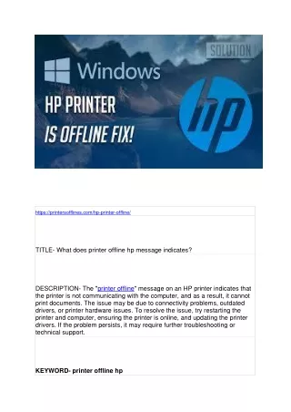 https printersofflines com hp printer offline