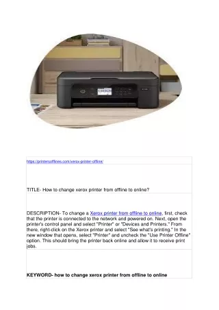 https printersofflines com xerox printer offline