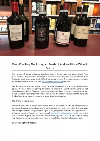 Keep Checking The Instagram Feeds of Andrew Hilton Wine & Spirits