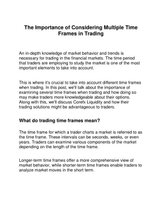 The Importance of Considering Multiple Time Frames in Trading