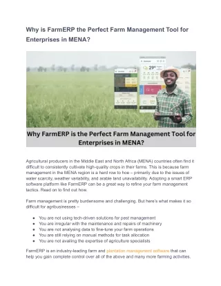 Why is FarmERP the Perfect Farm Management Tool for Enterprises in MENA