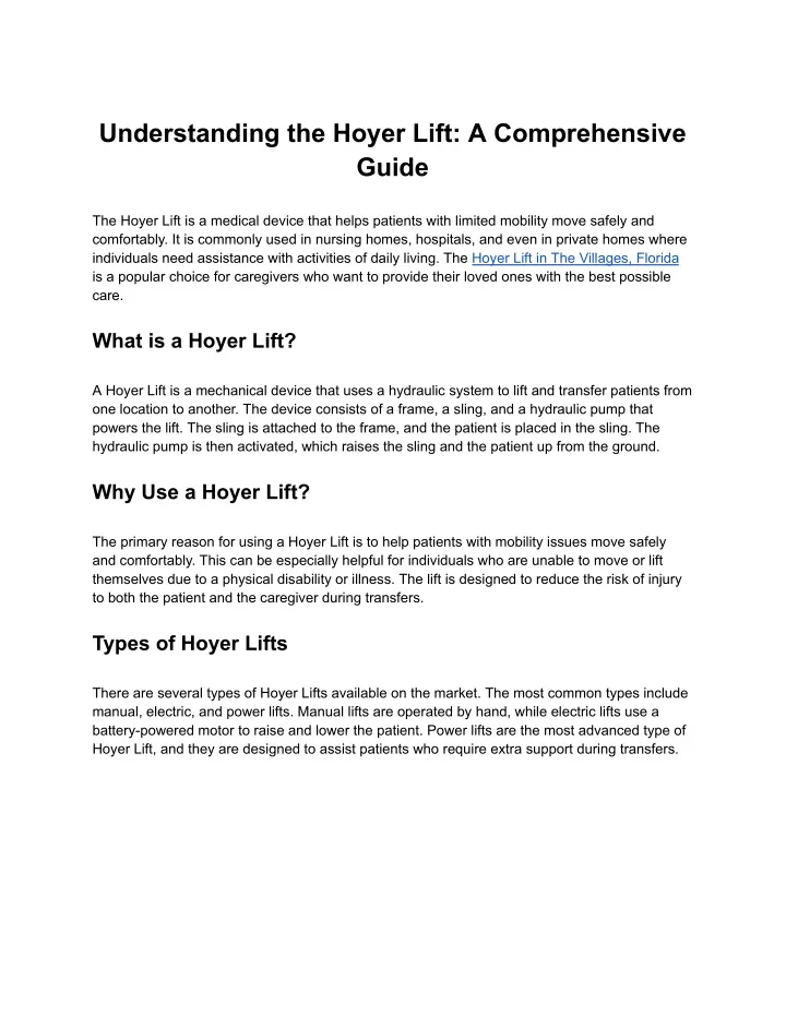 understanding the hoyer lift a comprehensive guide