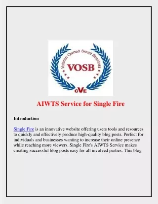 AIWTS Service for Single Fire