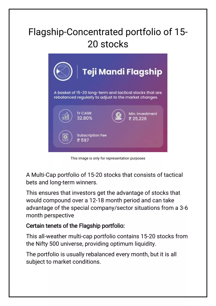 flagship concentrated portfolio of 15 20 stocks