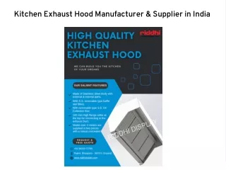 Kitchen Exhaust Hood Manufacturer & Supplier in India