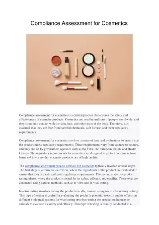 compliance assessment for cosmetics