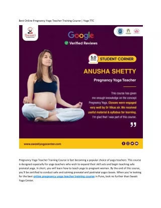 Best Online Pregnancy Yoga Teacher Training Course