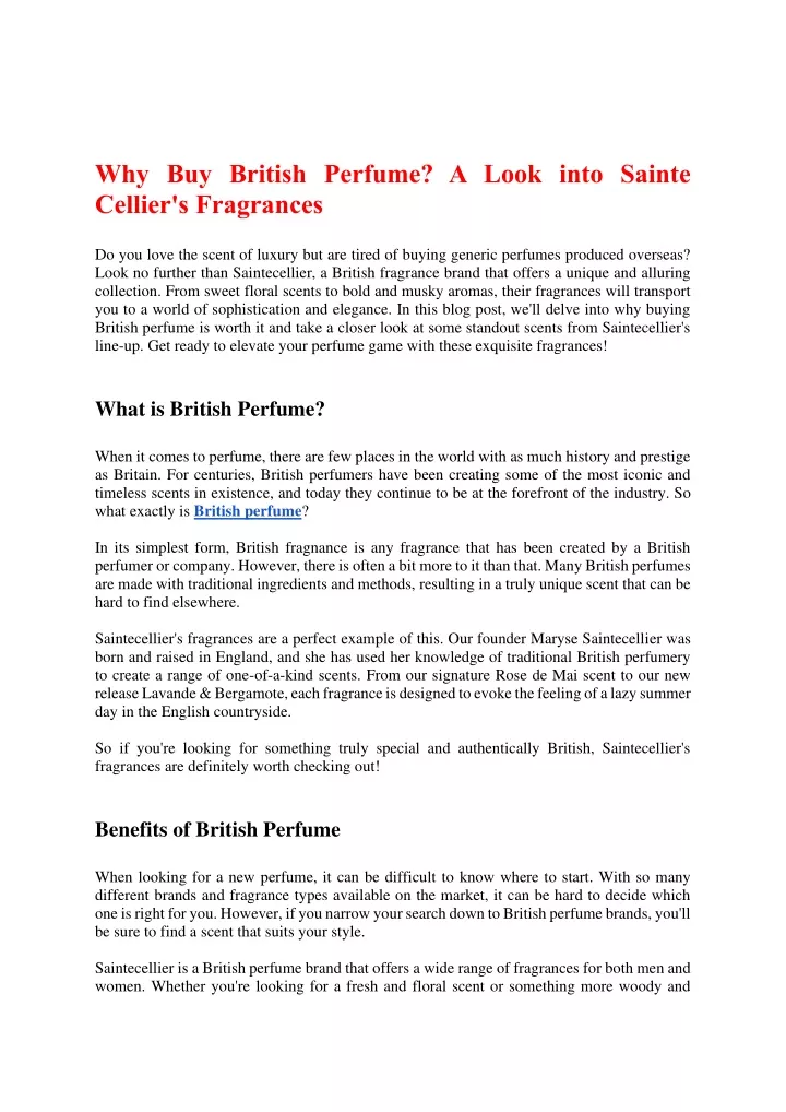 why buy british perfume a look into sainte