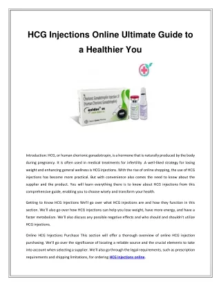 HCG Injections Online Ultimate Guide to a Healthier You