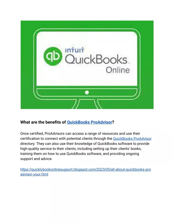 what are the benefits of quickbooks proadvisor