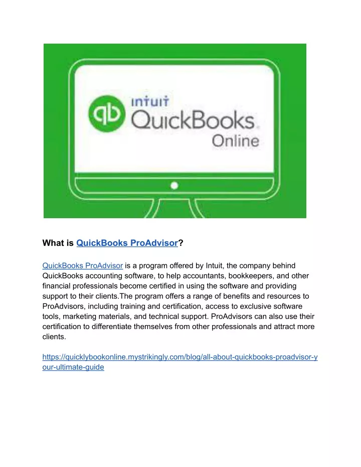 what is quickbooks proadvisor