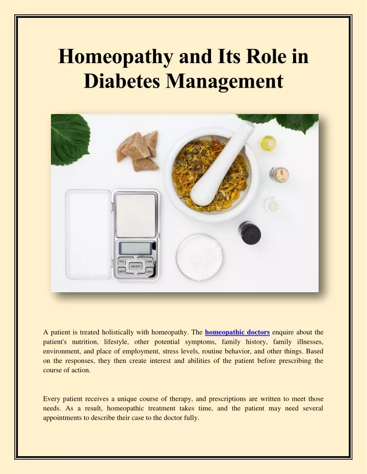 homeopathy and its role in diabetes management