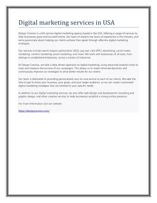 Digital marketing services in USA pdf