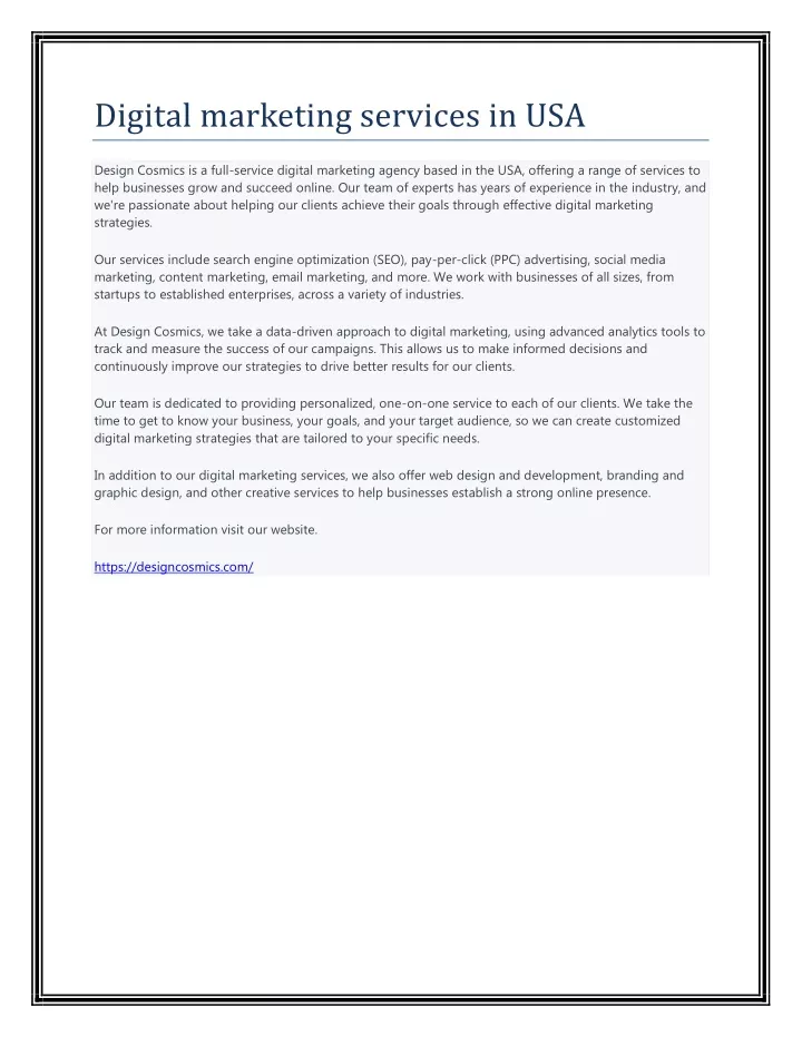 digital marketing services in usa