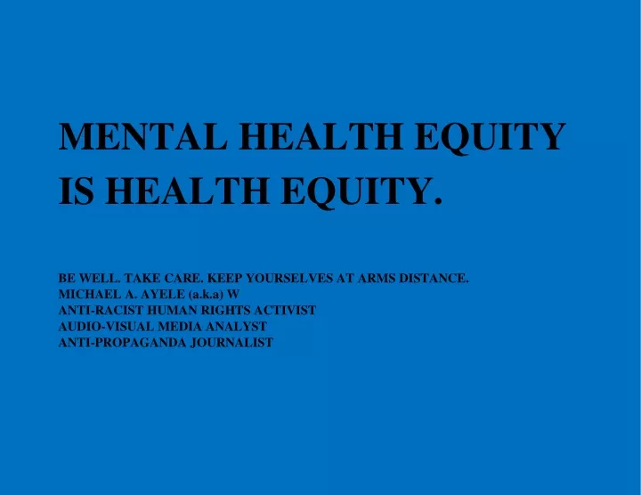 mental health equity is health equity