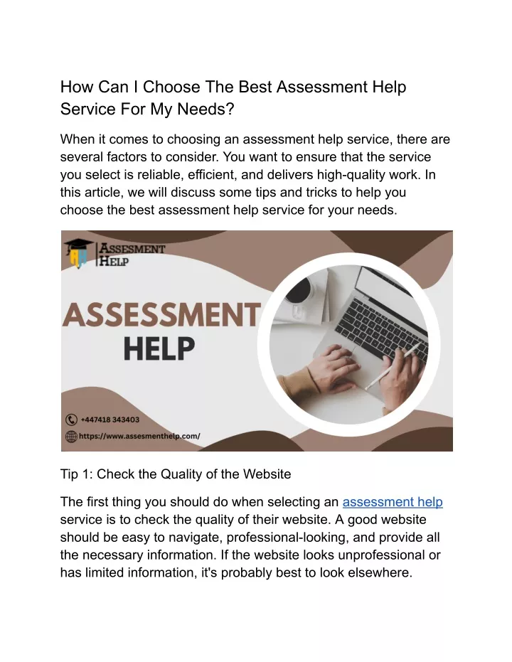 how can i choose the best assessment help service