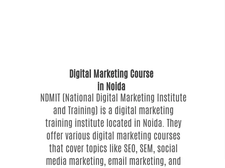digital marketing course in noida ndmit national