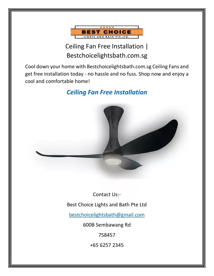ceiling fan free installation
