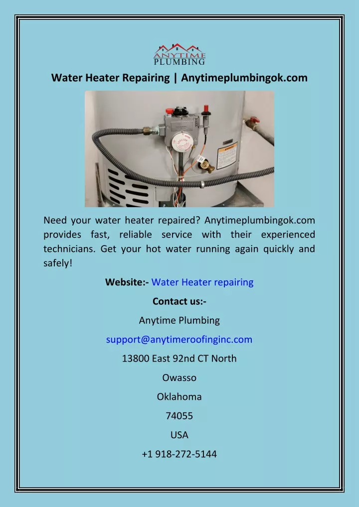 water heater repairing anytimeplumbingok com