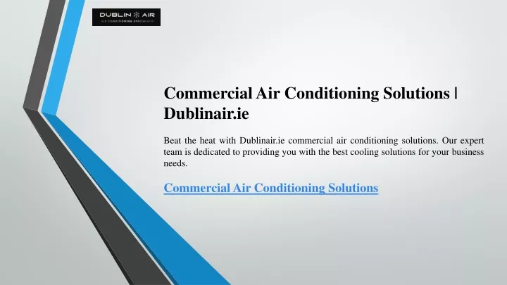 commercial air conditioning solutions dublinair