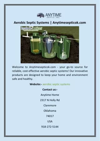 Aerobic Septic Systems  Anytimesepticok