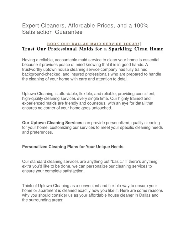 PPT - Affordable House Cleaners in Uptown Dallas. PowerPoint ...