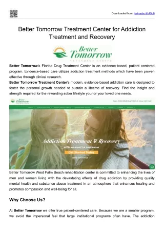 West Palm Beach Drug and Alcohol Treatment Center_Better-Tomorrow