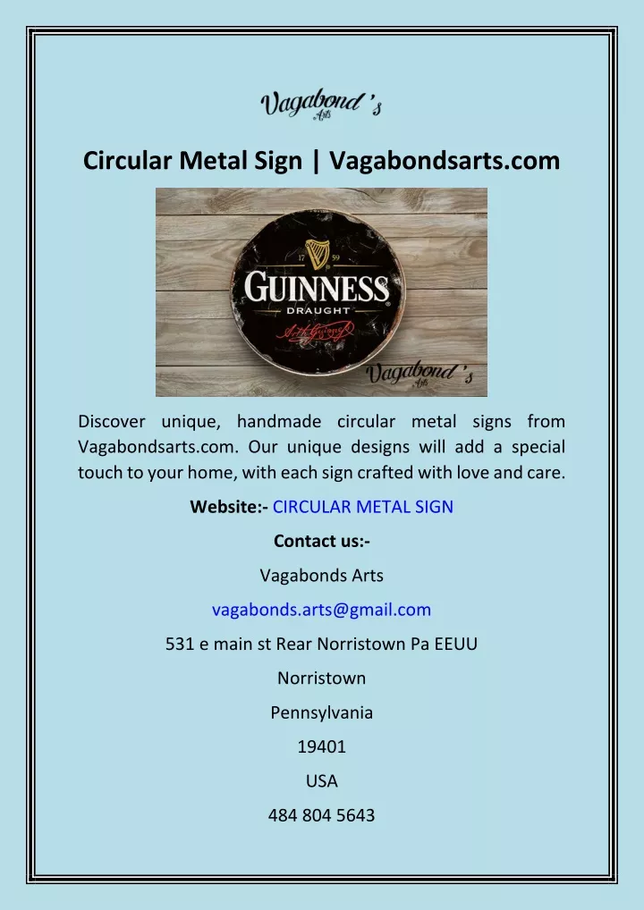circular metal sign vagabondsarts com